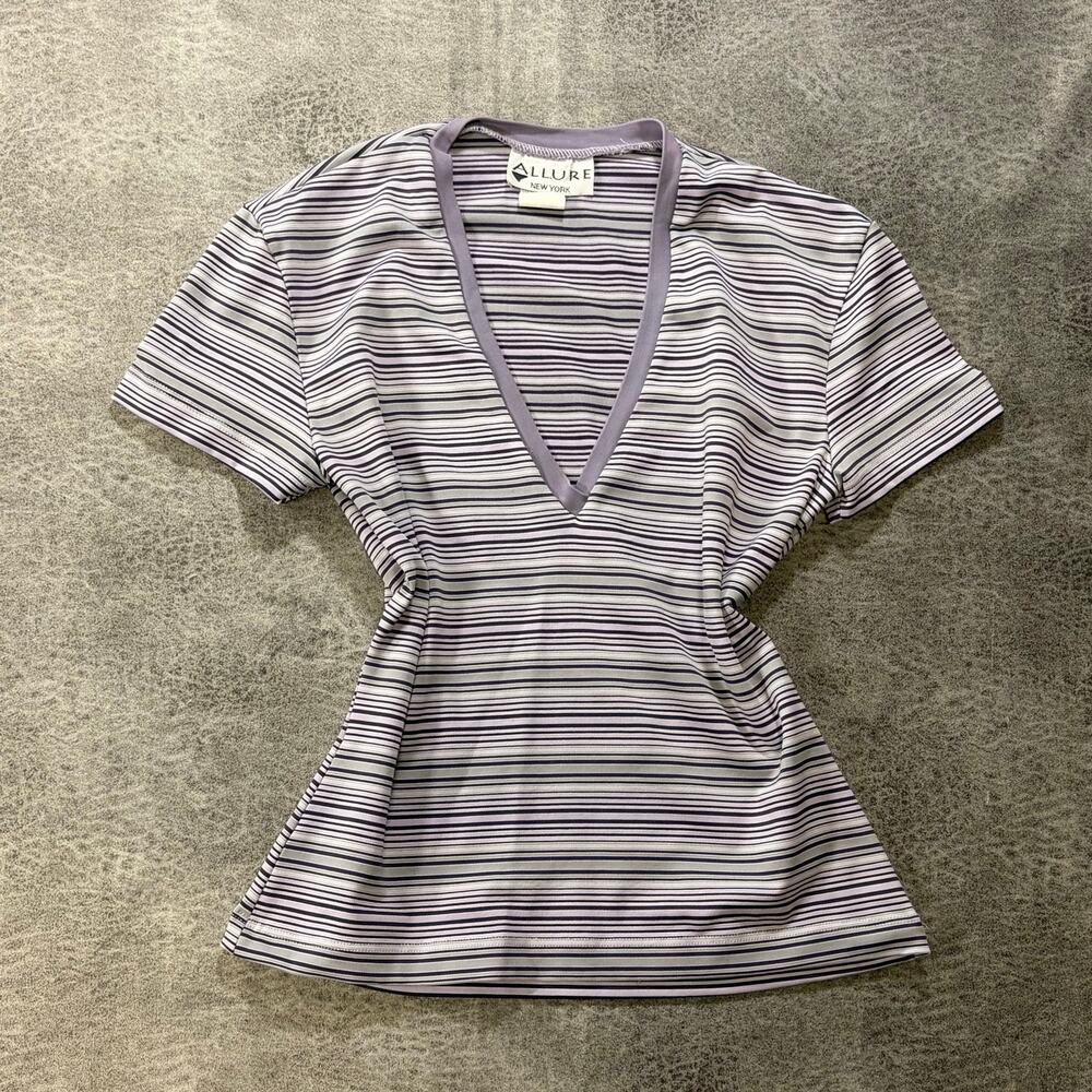 Vintage Purple Striped Monochrome V-neck Top